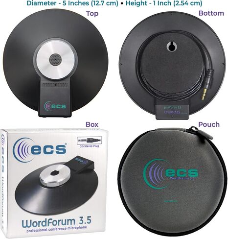 ميكروفون مؤتمرات ستيريو ECS WordForum 3.5 مم TRS 360 درجة متعدد الاتجاهات للكمبيوتر الشخصي - مع خيار سلسلة ديزي، ميكروفون مكثف للمؤتمرات عن بعد - عبوتان in Saudi Arabia