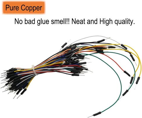 مجموعة أدوات توصيل بريدبورد بدون لحام من Makeronics | 5 قطع من أسلاك توصيل الموز إلى الجامبر + حزمة مربعة ناعمة وخفيفة التشكيل + | مجموعة أسلاك جامبر نحاسية صلبة + 65 قطعة كابلات أسلاك in Kuwait