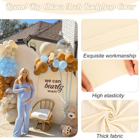 مجموعة غطاء قوس الزفاف المجهزة من ألياف لدنة مكونة من 3 أغطية خلفية قوس بيج، أغطية حامل خلفية مستديرة من كيارا لحفلات الزفاف وأعياد الميلاد وحفلات استقبال المولود الجديد (بيج، 6 أقدام، 6.6 أقدام، 7.2 أقدام) in Kuwait