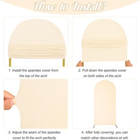 مجموعة غطاء قوس الزفاف المجهزة من ألياف لدنة مكونة من 3 أغطية خلفية قوس بيج، أغطية حامل خلفية مستديرة من كيارا لحفلات الزفاف وأعياد الميلاد وحفلات استقبال المولود الجديد (بيج، 6 أقدام، 6.6 أقدام، 7.2 أقدام) in Kuwait