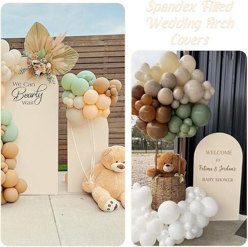 مجموعة غطاء قوس الزفاف المجهزة من ألياف لدنة مكونة من 3 أغطية خلفية قوس بيج، أغطية حامل خلفية مستديرة من كيارا لحفلات الزفاف وأعياد الميلاد وحفلات استقبال المولود الجديد (بيج، 6 أقدام، 6.6 أقدام، 7.2 أقدام) in Kuwait