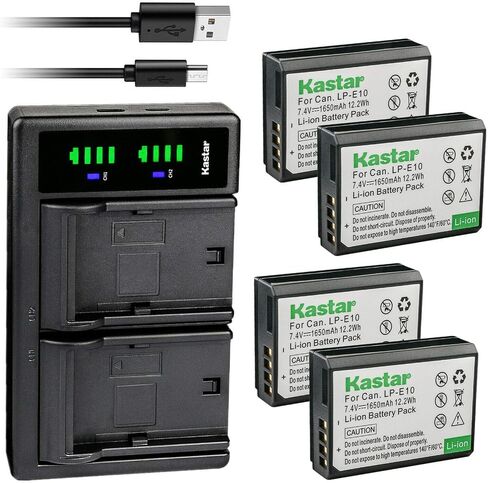 Kastar 2-Pack Battery and LTD2 USB Charger Replacement for Canon LP-E10 LPE10 Battery, LC-E10 LC-E10N Charger, Canon EOS Rebel T3, EOS Rebel T5, EOS Rebel T6, EOS Rebel T7, EOS Rebel T100 DSLR Cameras in Saudi Arabia