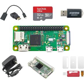 DIGISHUO Raspberry Pi Zero 2W (لاسلكي) 9 في 1 مجموعة كاملة مع حقيبتين | بطاقة سانديسك اس دي 32 جيجا | ميني اتش دي ام اي | مايكرو يو اس بي | رأس GPIO | مصدر طاقة أمريكي 5 فولت 3 أمبير