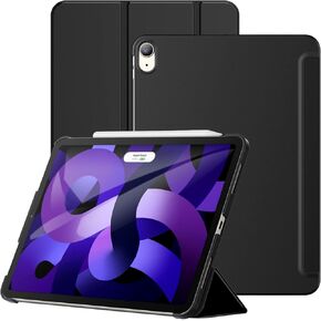 JETech Case for iPad Air 5/4 (2022/2020 5th/4th Generation 10.9-Inch), Protective Hard Back Shell Soft-Touch Tablet Stand Cover, Auto Wake/Sleep (Black)