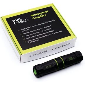 قارنة توصيل مضمنة مقاومة للماء من trueCABLE Cat6، محمية (STP)، مصنفة IP68، PoE++ (4PPoE)، ANSI/TIA 568-2.D متوافقة مع قناة Cat6، قارنات توصيل RJ45 من أنثى إلى أنثى، 5 عبوات in Kuwait
