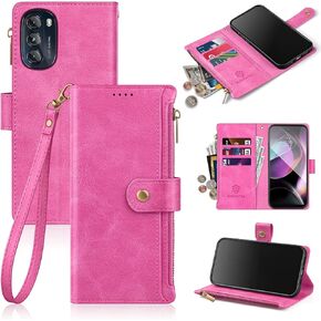 Antsturdy Cellular Phone Case for Motorola Moto G 5G 2022, PU Leather Flip Cover with RFID Blocking, Zipper Wallet, Card Holder, Kickstand, Blue