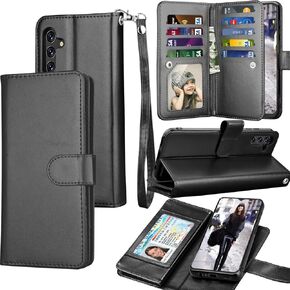Tekcoo Galaxy A13 5G Case, Galaxy A13 5G Wallet Case, Luxury PU Leather Cash Credit Card Slots Holder Carrying Folio Flip Cover [Detachable Magnetic Hard Case] Kickstand for Samsung A13 5G [Black] in Kuwait