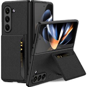 NINKI Compatible Samsung Galaxy Z Fold 5 Case with Kickstand Card Holder,Shockproof PU Leather +PC Leather Storage Wallet Credit Card Slot Cover Phone Case for Samsung Galaxy Z Fold 5 5G Case Black