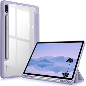 Fintie Hybrid Slim Case for Samsung Galaxy Tab S8/Tab S7 11 Inch (Model SM-X700/X706/T870/T875/T878) with S Pen Holder, Shockproof Cover with Clear Transparent Back Shell, Rose Gold in Kuwait