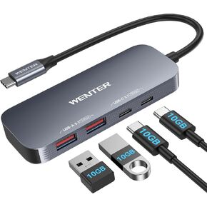 WENTER USB C Hub, 10 Gbps USB Adapter with 2 USB-C Ports and 2 USB-A Ports, 4-in-1 Data USB C 3.1 Hub for MacBook Pro, MacBook Air, Dell XPS, Lenovo Thinkpad, HP ect. (Not for Charging/Monitor) in Kuwait