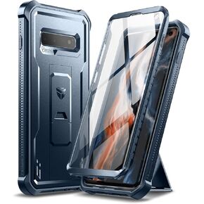 حافظة Dexnor لهاتف Samsung Galaxy S10، [واقي شاشة مدمج ومسند] غطاء واقٍ مقاوم للصدمات عالي التحمل من الدرجة العسكرية لهاتف Samsung Galaxy S10 أسود in Kuwait