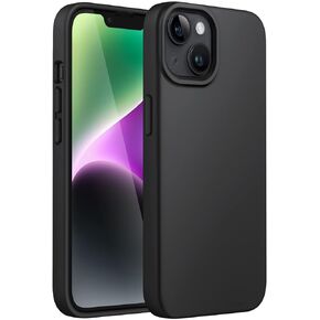 حافظة JETech من السيليكون لهاتف iPhone 14 Plus مقاس 6.7 بوصة، حافظة هاتف واقية لكامل الجسم ذات ملمس حريري ناعم، غطاء مقاوم للصدمات مع بطانة من الألياف الدقيقة (أسود)