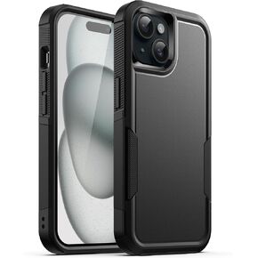 حافظة JETech لهاتف iPhone 15 مقاس 6.1 بوصة، حماية قوية بطبقة مزدوجة شديدة التحمل، غطاء هاتف متين واقٍ مقاوم للصدمات مع ظهر غير لامع (أسود) in Kuwait