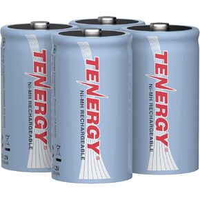 Tenergy 10000mAh NiMH D Battery, Rechargeable High Capacity D Size Battery, High Drain D Cell Batteries for Flashlight, 16-Pack - UL Certified in Saudi Arabia