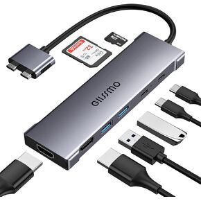 محطة إرساء لجهاز MacBook Pro Air، محول HDMI مزدوج لجهاز MacBook Pro، موزع USB C 8 في 2 مع HDMI، 2 USB 3.0، قارئ بطاقة SD/TF، ​​USB-C، محول متعدد المنافذ 100 واط PD لجهاز MacBook Pro / Air 2021-2018 in Kuwait