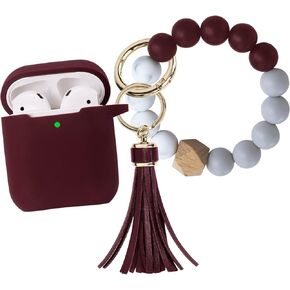 غطاء حافظة Airpods من السيليكون، حافظة واقية Wonjury مع سلسلة مفاتيح سوار للنساء والفتيات، حافظة شحن Air Pod 2 & 1، أزرق دينم in Kuwait