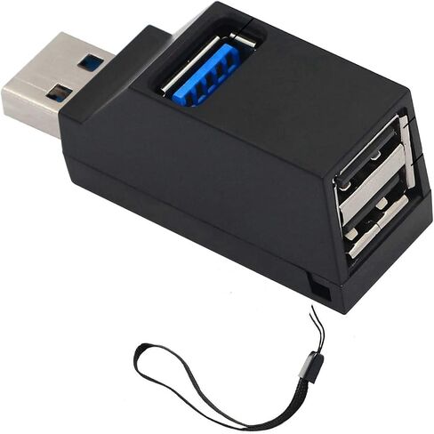 موزع USB 90 درجة مقسم 3 منافذ USB 3.0 محمول لنقل البيانات بسرعة عالية للكمبيوتر واللاب توب وذاكرة فلاش USB من شانفيلو، اسود in Saudi Arabia