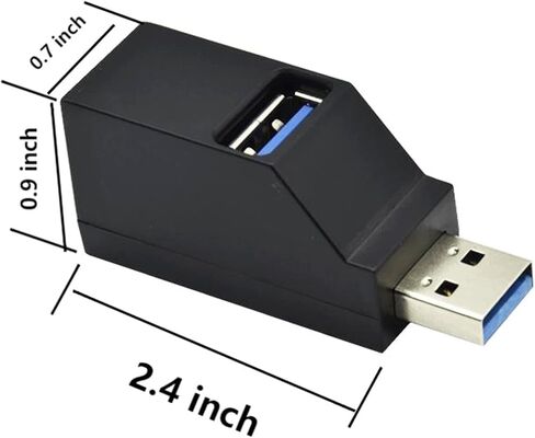 موزع USB 90 درجة مقسم 3 منافذ USB 3.0 محمول لنقل البيانات بسرعة عالية للكمبيوتر واللاب توب وذاكرة فلاش USB من شانفيلو، اسود in Saudi Arabia