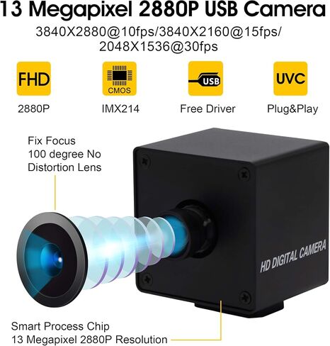 13mp Wide Angle USB Camera with Microphone for Computer Wide angle Webcam in Saudi Arabia