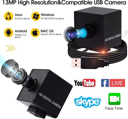 13mp Wide Angle USB Camera with Microphone for Computer Wide angle Webcam in Saudi Arabia
