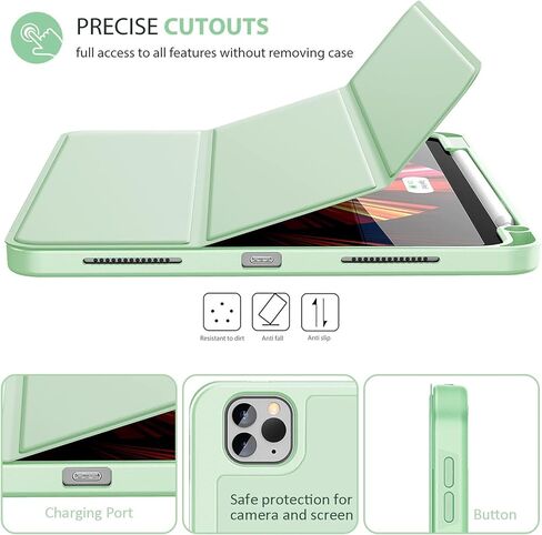 حافظة Gahwa الجديدة لجهاز iPad Pro مقاس 11 بوصة 2022 (الجيل الرابع)/2021 (الجيل الثالث)/2020 (الجيل الثاني)/2018 (الجيل الأول) مع حامل أقلام الرصاص، حافظة iPad الذكية مع خاصية النوم/الاستيقاظ التلقائي [يدعم معرف اللمس وقلم الرصاص من الجيل الثاني الشحن] (أ in Kuwait