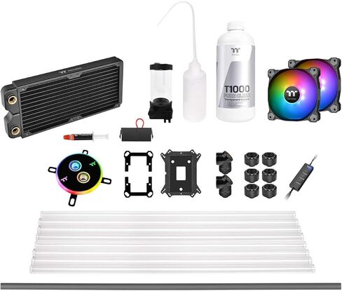 Thermaltake Pacific CL360 Max D5c Res/Pump 16.8 Million Color RGB (Alexa, Razer Chroma) Software Enabled Copper Radiator PETG Hard Tube Water Cooling Kit CL-W259-CU00SW-A in Kuwait