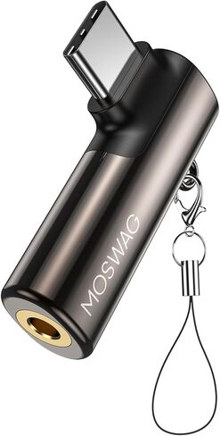 محول سماعة الرأس MOSWAG USB C إلى 3.5 مم من النوع C بزاوية يمين Aux Mic Audio Dongle من سبائك الزنك متوافق مع iPhone 15 Plus Samsung Galaxy S23 S22، Huawei P50/40، Mate 40/30 in Kuwait