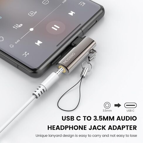 محول سماعة الرأس MOSWAG USB C إلى 3.5 مم من النوع C بزاوية يمين Aux Mic Audio Dongle من سبائك الزنك متوافق مع iPhone 15 Plus Samsung Galaxy S23 S22، Huawei P50/40، Mate 40/30 in Kuwait