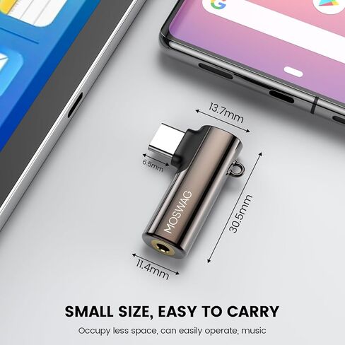 محول سماعة الرأس MOSWAG USB C إلى 3.5 مم من النوع C بزاوية يمين Aux Mic Audio Dongle من سبائك الزنك متوافق مع iPhone 15 Plus Samsung Galaxy S23 S22، Huawei P50/40، Mate 40/30 in Kuwait