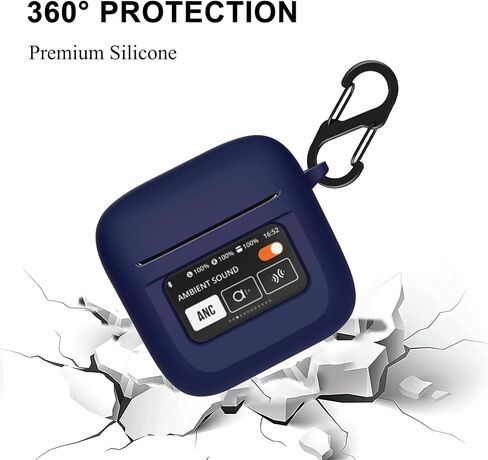 حافظة سيليكون VAEKNVG لسماعات JBL Tour Pro 2 Earbuds 2023، غطاء واقي مقاوم للصدمات مع ملحقات حلقة تسلق (شفاف) in Saudi Arabia