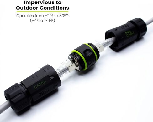 trueCABLE Cat6 Waterproof Inline Coupler, Shielded (STP), IP68 Rated, PoE++ (4PPoE), ANSI/TIA 568-2.D Cat6 Channel Compliant, Female to Female RJ45 Couplers, 2 Pack in Saudi Arabia