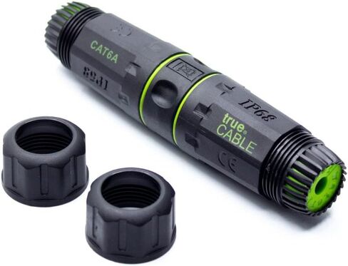 trueCABLE Cat6 Waterproof Inline Coupler, Shielded (STP), IP68 Rated, PoE++ (4PPoE), ANSI/TIA 568-2.D Cat6 Channel Compliant, Female to Female RJ45 Couplers, 2 Pack in Saudi Arabia