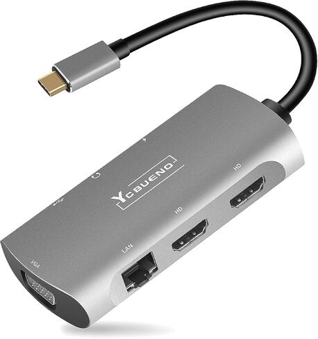 YCBUENO 7 in 1 USB C to USB Hub Multiport Adapter USB C Splitter 4K@60HZ HDMI 100W PD SD/TF Card Reader 3 Ports USB3.0 for MacBook Pro/Air,iPad Pro,Dell,Chromebook,Keyboard,Mouse,HDD in Kuwait