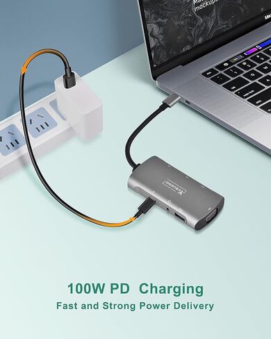 YCBUENO 7 in 1 USB C to USB Hub Multiport Adapter USB C Splitter 4K@60HZ HDMI 100W PD SD/TF Card Reader 3 Ports USB3.0 for MacBook Pro/Air,iPad Pro,Dell,Chromebook,Keyboard,Mouse,HDD in Kuwait