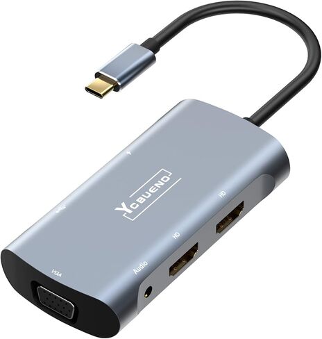 YCBUENO 7 in 1 USB C to USB Hub Multiport Adapter USB C Splitter 4K@60HZ HDMI 100W PD SD/TF Card Reader 3 Ports USB3.0 for MacBook Pro/Air,iPad Pro,Dell,Chromebook,Keyboard,Mouse,HDD in Kuwait