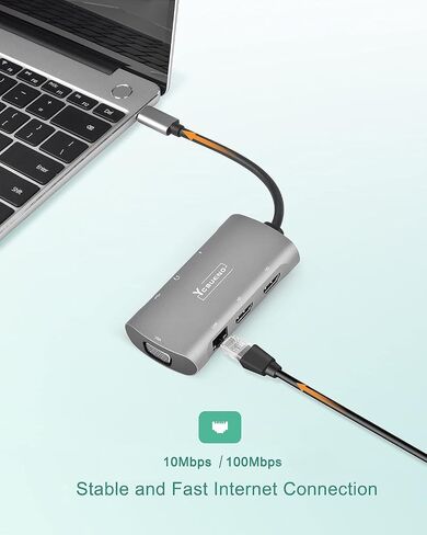 YCBUENO 7 in 1 USB C to USB Hub Multiport Adapter USB C Splitter 4K@60HZ HDMI 100W PD SD/TF Card Reader 3 Ports USB3.0 for MacBook Pro/Air,iPad Pro,Dell,Chromebook,Keyboard,Mouse,HDD in Kuwait