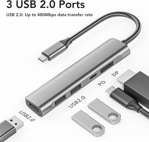 Vikye USB C Hub USB C إلى DisplayPort محول 5 في 1 محطة إرساء in Kuwait