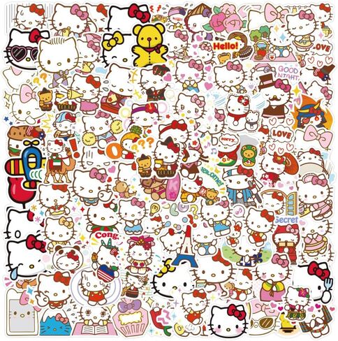 LOVELYLIFE 100pcs Pink Cat Stickers Vinyl Waterproof Stickers for Kids Teens Adults for Journaling Hydroflask Water Bottle Luggage Skateboard Bumper Computer Laptop Phone Case Stickers and Decals Decor (pink-KTmao) in Kuwait