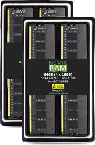 32 جيجابايت (2 × 16 جيجابايت) DDR4-2666 ميجا هرتز PC4-21300 غير ECC UDIMM 2Rx8 1.2 فولت ذاكرة غير مخزنة للكمبيوتر المكتبي بواسطة NEMIX RAM in Kuwait
