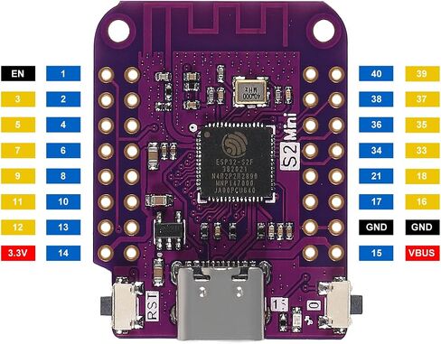 DIANN 5pcs ESP32 S2 Mini V1.0.0 WiFi IOT Board Based ESP32-S2FN4R2 ESP32-S2 4MB Flash 2MB PSRAM MicroPython Type-C USB in Kuwait