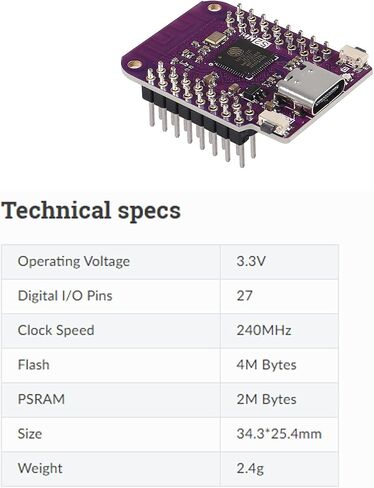 DIANN 5pcs ESP32 S2 Mini V1.0.0 WiFi IOT Board Based ESP32-S2FN4R2 ESP32-S2 4MB Flash 2MB PSRAM MicroPython Type-C USB in Kuwait