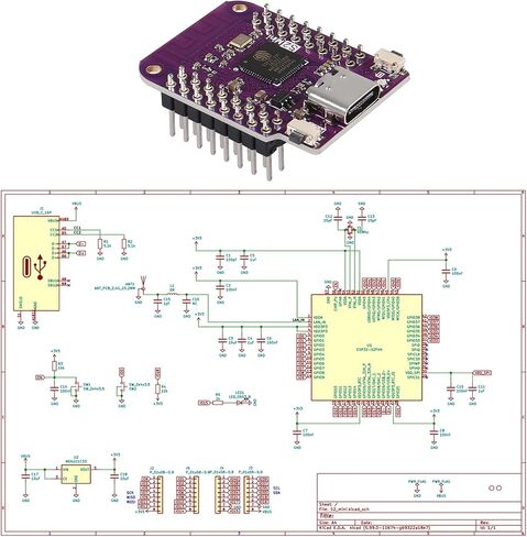 DIANN 5pcs ESP32 S2 Mini V1.0.0 WiFi IOT Board Based ESP32-S2FN4R2 ESP32-S2 4MB Flash 2MB PSRAM MicroPython Type-C USB in Kuwait