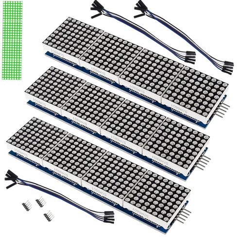 3 قطع MAX7219 وحدة مصفوفة نقطية 32x8 4 في 1 وحدات عرض LED مع أسلاك 5Pin لـ Arduino Raspberry Pi، أخضر in Kuwait
