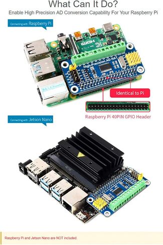 High-Precision AD HAT ADS1263 10-Channel 32-Bit ADC SPI Bus Low Noise Low Temperature Drift,for Raspberry Pi 4B/3B+/3B/2B/Zero/Zero W/Zero WH/2W and Jetson Nano in Saudi Arabia