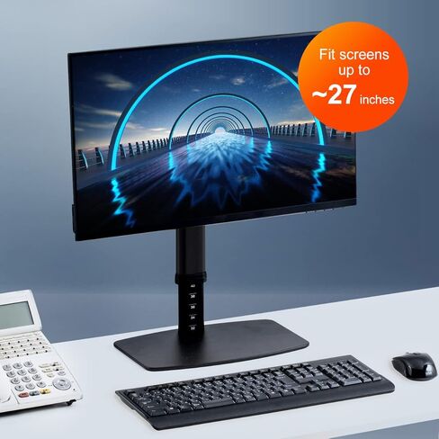 SANWA Single Monitor Stand, Freestanding VESA Monitor Desk Mount Fits 15" to 27" Computer Screen, 13.2 lbs, Height Adjustable with Swivel, Tilt, 360° Rotation, VESA 100x100 75x75mm, Black in Kuwait