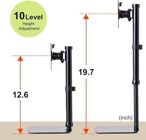 SANWA Single Monitor Stand, Freestanding VESA Monitor Desk Mount Fits 15" to 27" Computer Screen, 13.2 lbs, Height Adjustable with Swivel, Tilt, 360° Rotation, VESA 100x100 75x75mm, Black in Kuwait