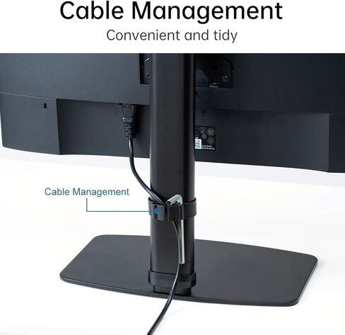 SANWA Single Monitor Stand, Freestanding VESA Monitor Desk Mount Fits 15" to 27" Computer Screen, 13.2 lbs, Height Adjustable with Swivel, Tilt, 360° Rotation, VESA 100x100 75x75mm, Black in Kuwait