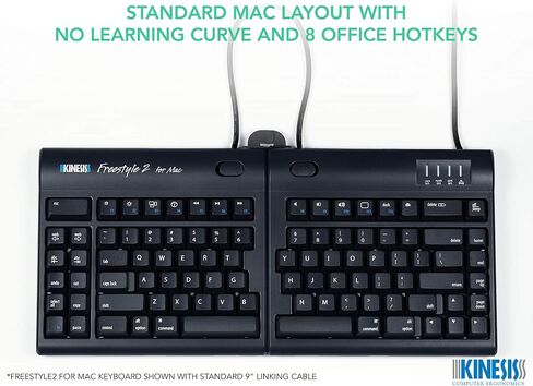 لوحة مفاتيح KINESIS Freestyle2 USB لجهاز Mac (فصل قياسي 9 بوصات)، أسود in Kuwait