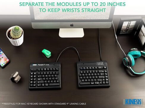 لوحة مفاتيح KINESIS Freestyle2 USB لجهاز Mac (فصل قياسي 9 بوصات)، أسود in Kuwait