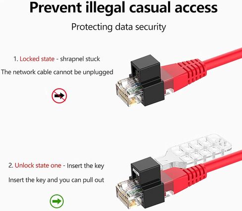 20 قطعة قفل كابل الشبكة RJ45 مع مفتاح واحد، كابل إيثرنت قابل للقفل، قفل كابل الشبكة RJ45، الفئة الفائقة 5 الفئة 6 الفئة 7 قفل Patchcord للمكتب المريح ومركز البيانات (أسود) in Kuwait